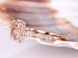 2.1ct Princess Cut Peach Morganite Solitaire Engagement Ring 18k RoseGold Finish