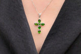 1.5ct Green Peridot Pendant Oval Cut Christ Cross 14k White Gold Finish NO CHAIN