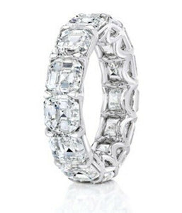 5Ct Asscher Cut Diamond Iced Full Eternity Wedding Band 14K White Gold Finish