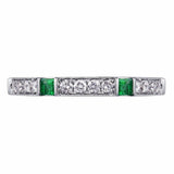 2ct Princess Cut Green Emerald Half Eternity Wedding Band 14k White Gold Finish