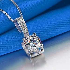 1.2ct Round Cut VVS1D Diamond Pendant Solitaire 14k White Gold Finish NO CHAIN