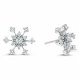 2ct Stud Earrings Round Cut Diamond Snowflake Design 14k White Gold Finish