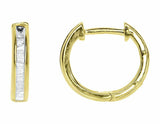 0.25ct Baguette Cut VVS1 Diamond Channel Set Hoop Earrings 14k YellowGold Finish