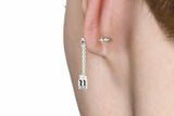 2ct Pear Round Cut Chain Vertical Drop Dangle Earring Women 14k WhiteGold Finish