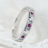 1Ct Round Cut Pink Ruby Diamond Heart Design Wedding Band 14K White Gold Finish