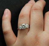 Solitaire Cluster Engagement Ring 2ct Round Cut Diamond 14k White Gold Finish