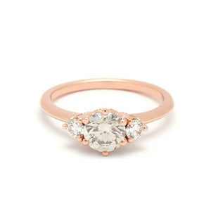 1.14ct Round Cut Diamond Engagement Ring 14k Rose Gold Finish Trilogy Solitaire