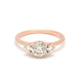 1.14ct Round Cut Diamond Engagement Ring 14k Rose Gold Finish Trilogy Solitaire