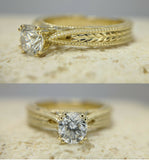 0.75ct Round Cut Diamond Solitaire Vintage Engagement Ring 14k Yellow Gold Over