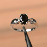 1ct Engagement Ring Oval Cut Black Diamond Stylish Trilogy 14k White Gold Finish