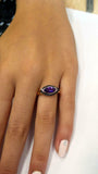 2.3ct Engagement Ring Marquise Cut Purple Amethyst Halo 14k Rose Gold Finish