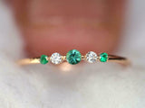 1ct Engagement Ring Round Cut Green Emerald Minimalist 14k Yellow Gold Finish