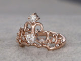 1.5ct Heart Cut Diamond Engagement Ring Princess Crown Style 14k Rose Gold Over