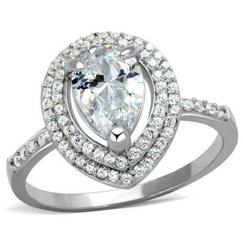 3.5Ct Pear Cut Diamond Dual Halo Solitaire Engagement Ring 14K White Gold Finish