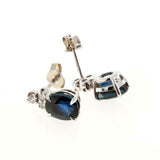 2ct Oval Cut Blue Sapphire Elegant Stud Earrings Women 14k White Gold Finish