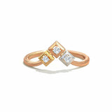 0.5ct Engagement Ring Round Cut Diamond Curved Minimalist 14k Rose Gold Finish