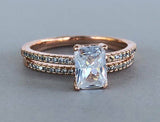 Bridal Set Solitaire Engagement Ring 2ct Radiant Cut Diamond 14k Rose Gold Over