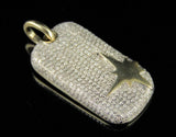 3.5ct Round Cut Diamond Iced Out Bar Dogtag Charm Pendant 14k Yellow Gold Finish