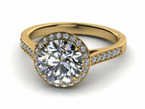 1.3ct Round Cut VVS1 Diamond Accents Halo Engagement Ring 14k WYR Gold Finish