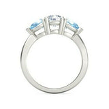 2Ct Round Cut Diamond Trilogy Engagement Ring 14K White Gold Finish Topaz Accent