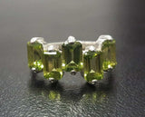 2.4ct Engagement Ring Emerald Cut Green Peridot Geometric Bar 14k WhiteGold Over