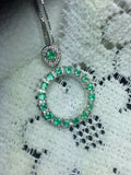 2ct Green Emerald Pendant Round Cut Open Circular 14k White Gold Finish NO CHAIN