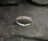 1ct Wedding Ring Band Round Cut Purple Amethyst Stackable 14k White Gold Finish