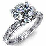 3ct Round Diamond Engagement Ring Solitaire with Cross Accent 14k WhiteGold Over