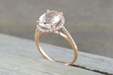 2ct Oval Cut Morganite Engagement Ring 14k Rose Gold Finish Diamond Accents Halo