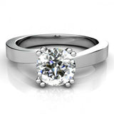 1ct Round Cut VVS1D Diamond Double Claw Solitaire Ring 14k White Gold Finish