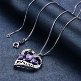 2.3ct Heart Cut Purple Amethyst Pendant Love Design 14k White Gold Over NO CHAIN