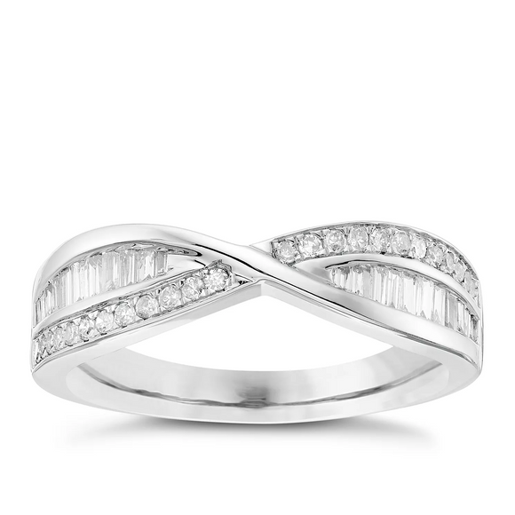 2Ct Baguette Round Cut Diamond Infinity Shape Wedding Band 14K White Gold Finish