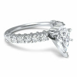 2.5ct Pear Cut Diamond Bridal Set Solitaire Engagement Ring 14k White Gold Over