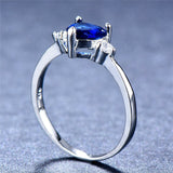 1ct Heart Cut Blue Sapphire Engagement Ring 14k WhiteGold Finish Trilogy Diamond