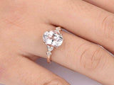 2.2ct Oval Cut Morganite Solitaire Ring 14k Rose Gold Finish with Round Accents