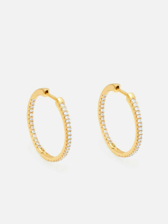 1ct Round Cut VVS1D Diamond Inside Out Hoop Earrings 14k Yellow Gold Finish