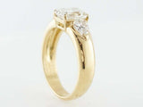 3ct Emerald Cut Diamond Engagement Ring Pear Accents Trilogy 14k YellowGold Over