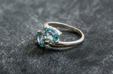 1.7ct Engagement Ring Oval Cut Aquamarine Two Stone Bypass 14k White Gold Finish