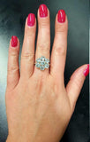 2.8ct Engagement Ring Round Blue Aquamarine Cluster Floral 14k White Gold Finish