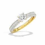 2.4ct Round Cut Diamond Solitaire with Round Accent Ring 14k Yellow Gold Finish