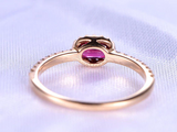 1.2ct Oval Cut Pink Ruby Engagement Ring Accent with Solitaire 14k RoseGold Over