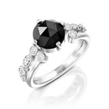 1.6ct Round Cut Black Diamond Bridal Set Open Style Band 14k White Gold Finish