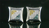 0.35ct Round Cut Diamond Kite Square Cluster Stud Earrings 18k White Gold Finish