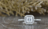 2ct Princess Cut Diamond Engagement Ring 14k White Gold Finish Halo Bridal Set