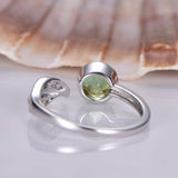 0.5ct Round Green Peridot Bridal Bezel Set Engagement Ring 14k White Gold Finish