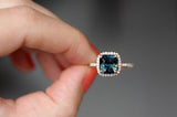 2ct Cushion Cut London Blue Topaz Halo New Engagement Ring 14k Rose Gold Finish