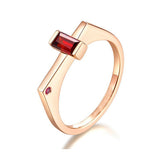 0.75ct Baguette Cut Pink Ruby Minimalist Futuristic Ring 14k Rose Gold Finish