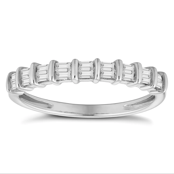 2Ct Baguette Cut Diamond Half Eternity Petite Wedding Band 14K White Gold Finish