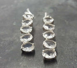 2.6ct Drop Earrings Oval Cut Diamond Water Design 14k White Gold Finish