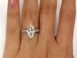 4Ct Marquise Diamond Trilogy Solitaire Ring 18K White Gold Over Baguette Accents